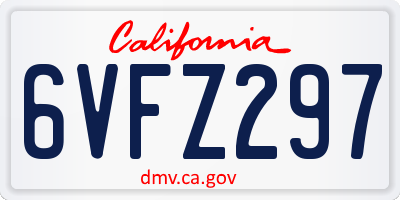 CA license plate 6VFZ297
