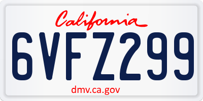 CA license plate 6VFZ299