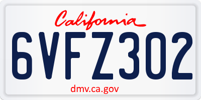 CA license plate 6VFZ302