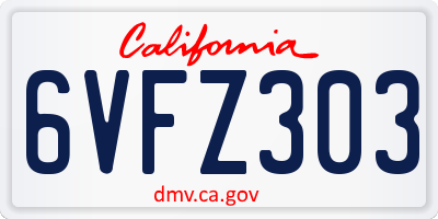 CA license plate 6VFZ303