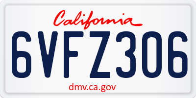 CA license plate 6VFZ306