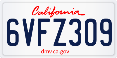 CA license plate 6VFZ309