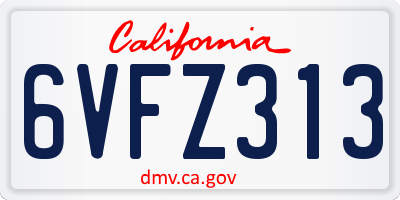 CA license plate 6VFZ313