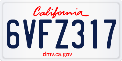 CA license plate 6VFZ317