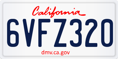 CA license plate 6VFZ320