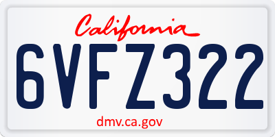 CA license plate 6VFZ322