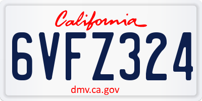 CA license plate 6VFZ324