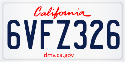 CA license plate 6VFZ326