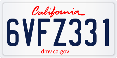 CA license plate 6VFZ331