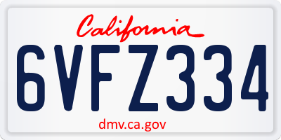 CA license plate 6VFZ334