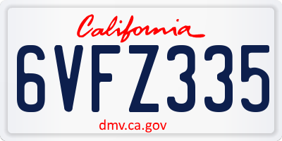 CA license plate 6VFZ335