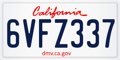 CA license plate 6VFZ337