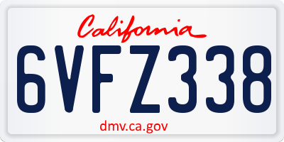 CA license plate 6VFZ338