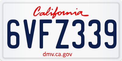 CA license plate 6VFZ339