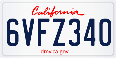 CA license plate 6VFZ340