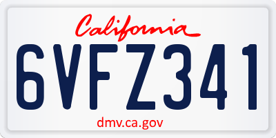 CA license plate 6VFZ341