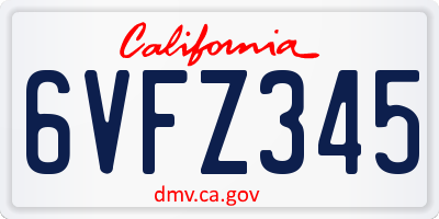 CA license plate 6VFZ345
