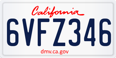CA license plate 6VFZ346