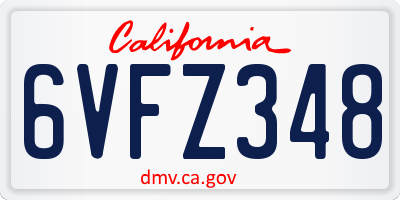 CA license plate 6VFZ348