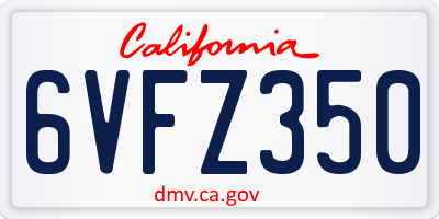 CA license plate 6VFZ350
