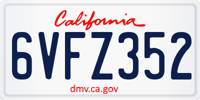CA license plate 6VFZ352