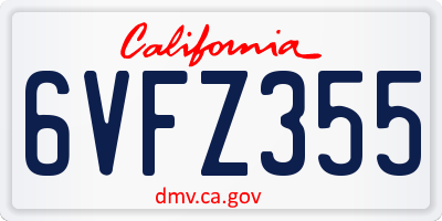 CA license plate 6VFZ355
