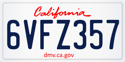 CA license plate 6VFZ357