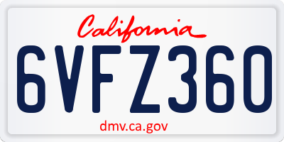 CA license plate 6VFZ360
