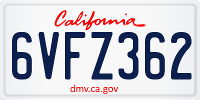 CA license plate 6VFZ362