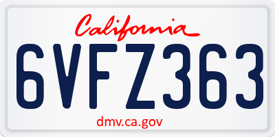CA license plate 6VFZ363