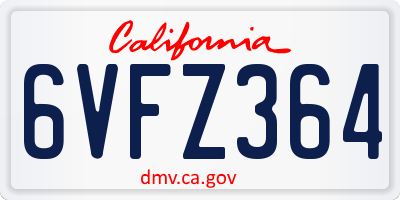CA license plate 6VFZ364