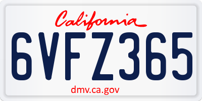 CA license plate 6VFZ365