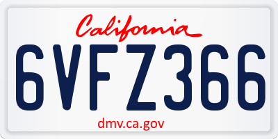 CA license plate 6VFZ366