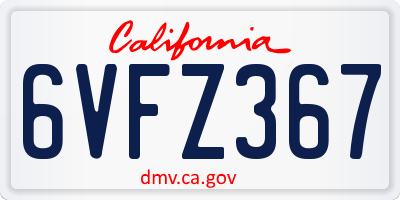 CA license plate 6VFZ367