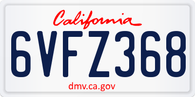 CA license plate 6VFZ368
