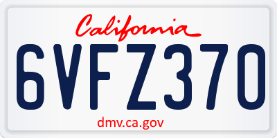 CA license plate 6VFZ370