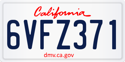 CA license plate 6VFZ371