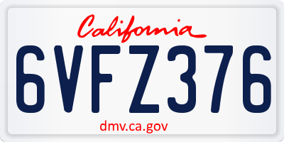 CA license plate 6VFZ376