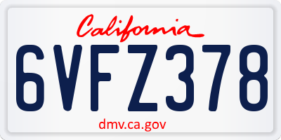 CA license plate 6VFZ378