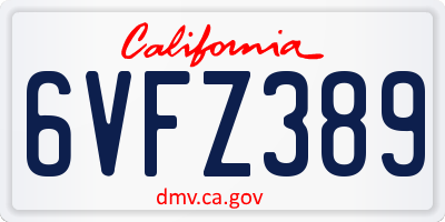 CA license plate 6VFZ389