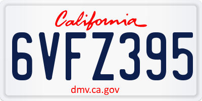 CA license plate 6VFZ395
