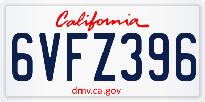 CA license plate 6VFZ396