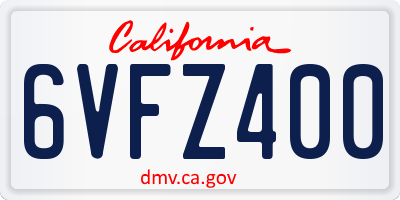 CA license plate 6VFZ400
