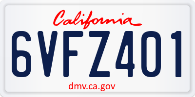 CA license plate 6VFZ401