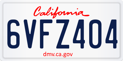 CA license plate 6VFZ404