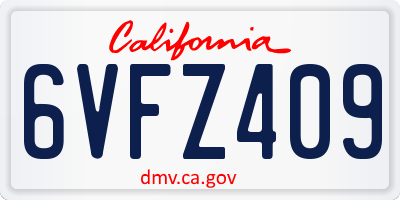 CA license plate 6VFZ409