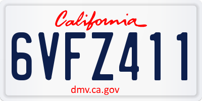 CA license plate 6VFZ411