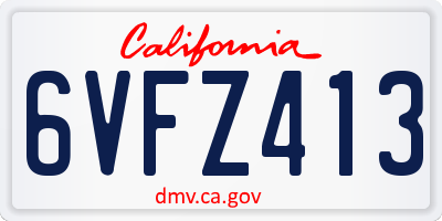 CA license plate 6VFZ413