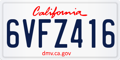 CA license plate 6VFZ416