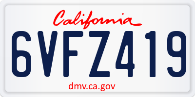 CA license plate 6VFZ419
